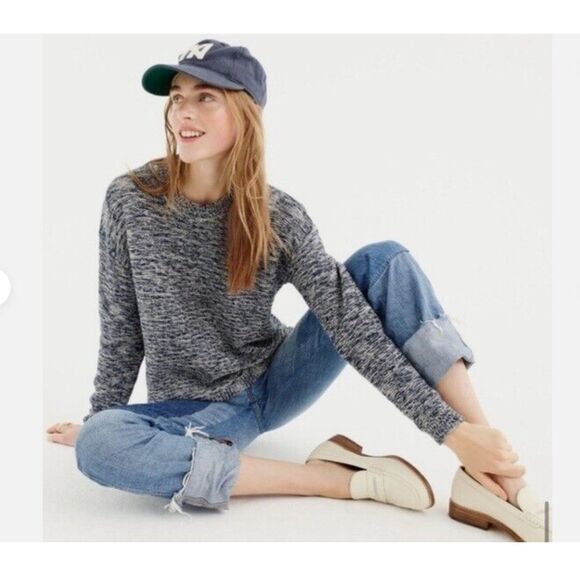 J. CREW Women Blue Marbled Pullover Sweater Small - Picture 1 of 9